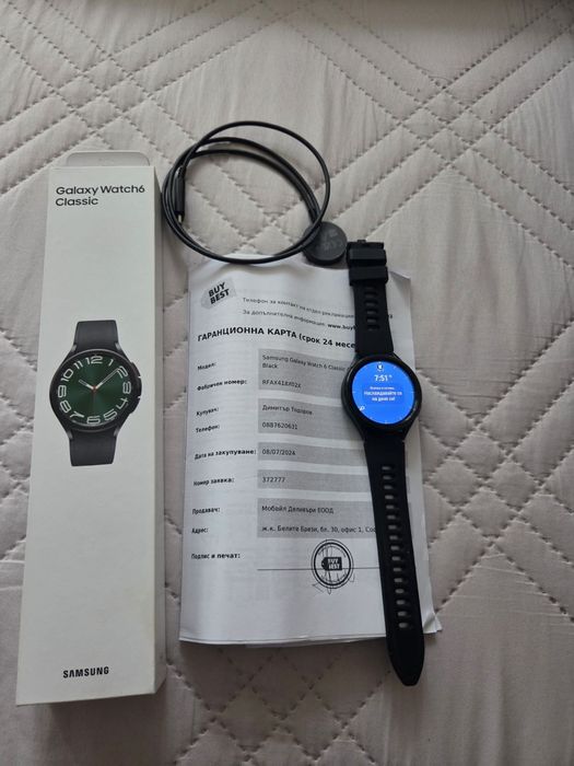 Samsung Galaxy Watch6 Classic, Черен – В Гаранция до 08/2026!