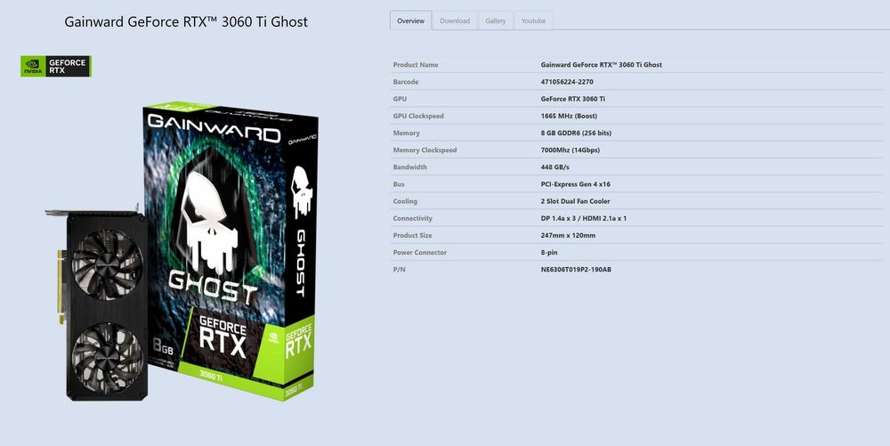 Gainward GeForce RTX™ 3060 Ti Ghost