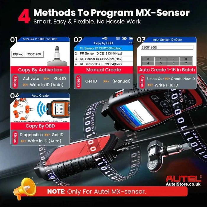 Уред за програмиране на TPMS Датчици Autel MaxiTPMS TS508WF
