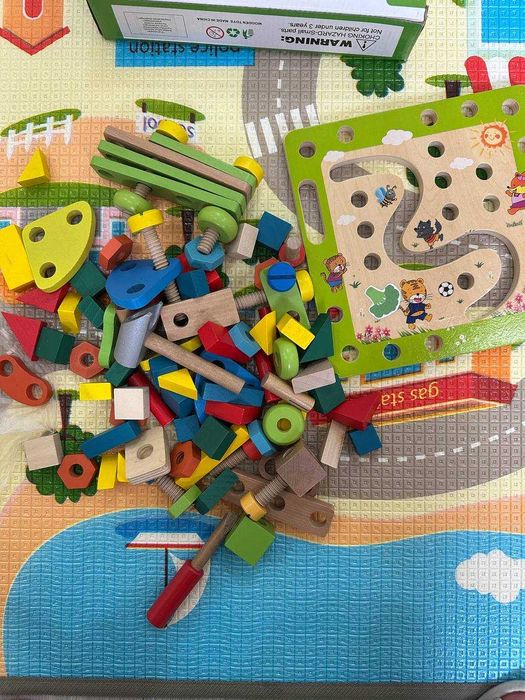 Деревянный конструктор, детский набор строителя