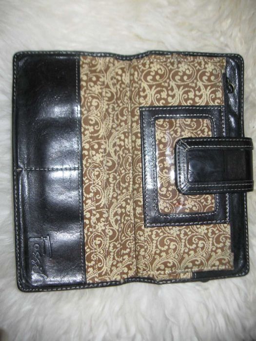 Fossil голям дамски кожен портфейл естествена кожа