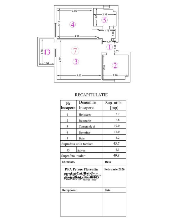 Bloc 2021- Rediu 2 camere Decomandat- 50 mp - etaj 3- 72000 euro
