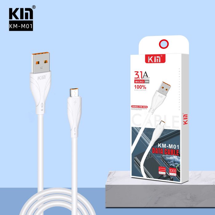 Кабель для зарядки KIN KM01, Micro-USB, 3A, быстрая передача, 1 м