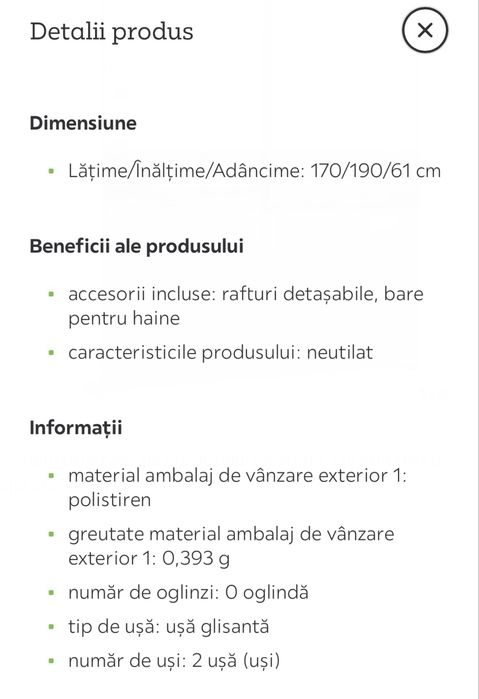 Dulap cu usi culisante