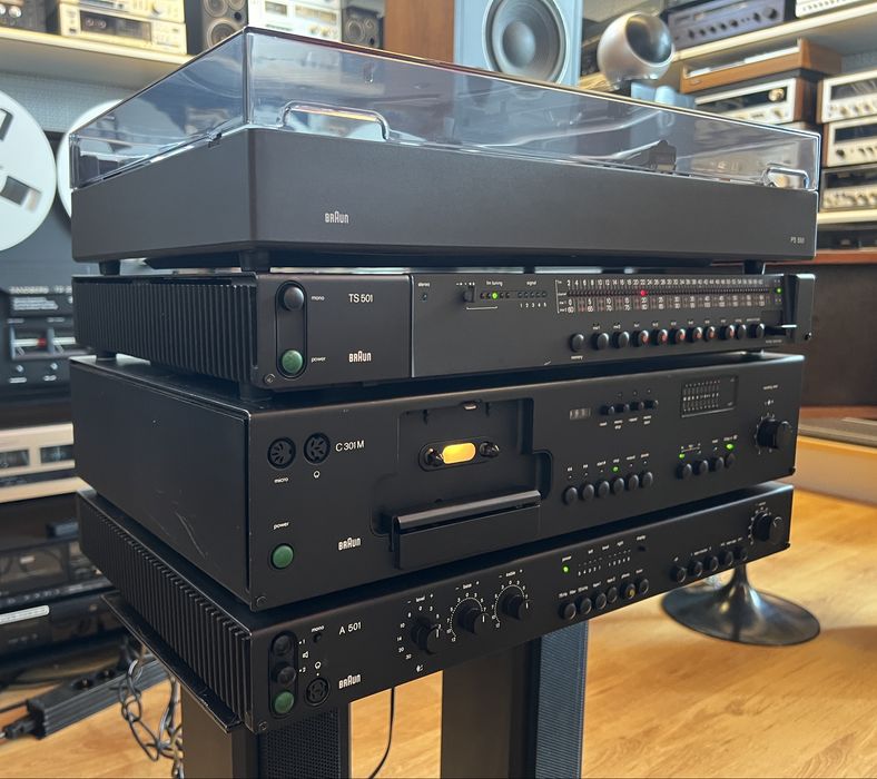 Linie Braun: Pickup BRAUN PS-550 doza Shure M95, Amplificator/Statie BRAUN A-501, Deck/Casetofon BRAUN C 301, Tuner/Radio BRAUN TS-501