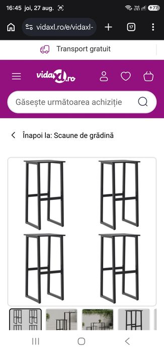 Scaune bar 4 buc. negru 38x38x80 cm oțel vopsit electrostatic