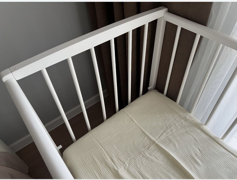 Детский манеж белый деревянный