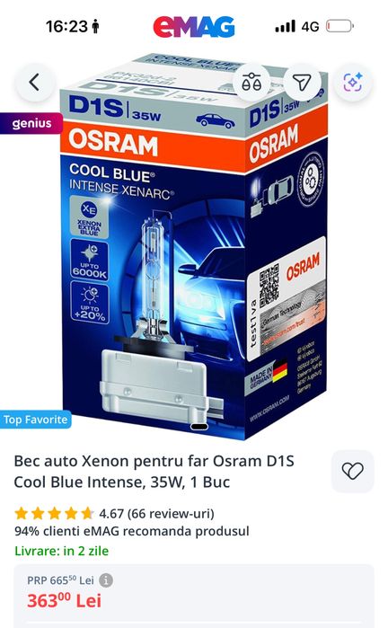 Becuri xenon d1s osram
