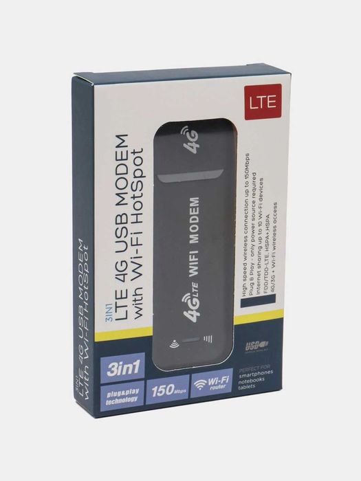 USB Modem 4G LTE adapter Wi-Fi Sim-kartali, ulanish nuqtasi, Hotspot
