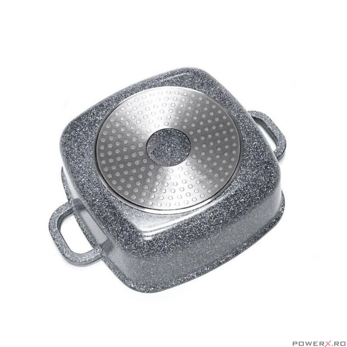 Vas pentru cuptor termorezistent, strat antiaderent marmura, cu capac,