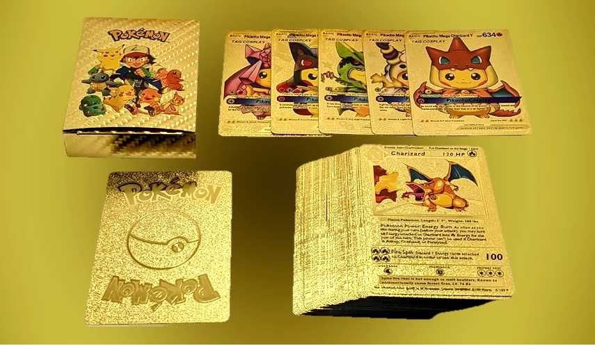 Карти Покемон / Pokemon Cards . Златни и цветни PVC POKEMON карти 55бр