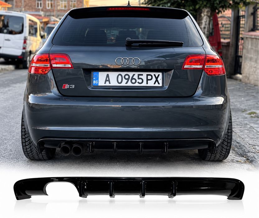 S3 С3 Дифузьор за Audi A3 Ауди А3 8P 8П Спортбек 2008 - 2012 Черен Лак!