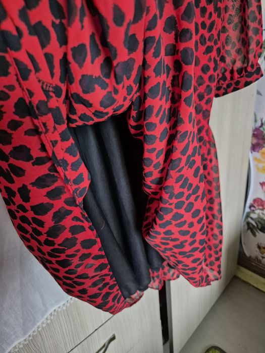 Rochie dama voal cu imprimeu leopard