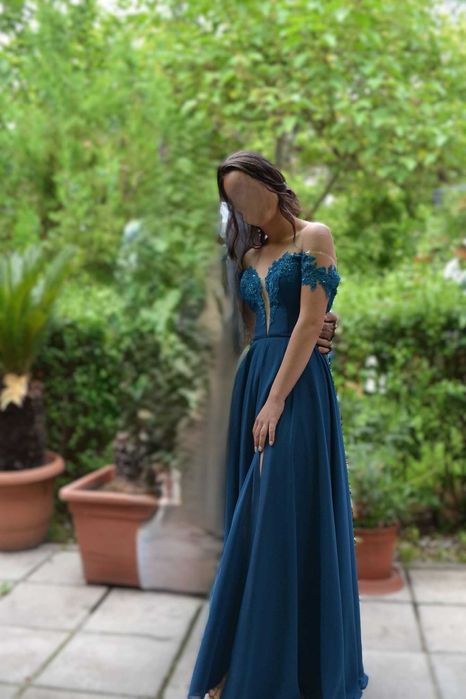 Официална поръчкова бална рокля - Петролено зелено