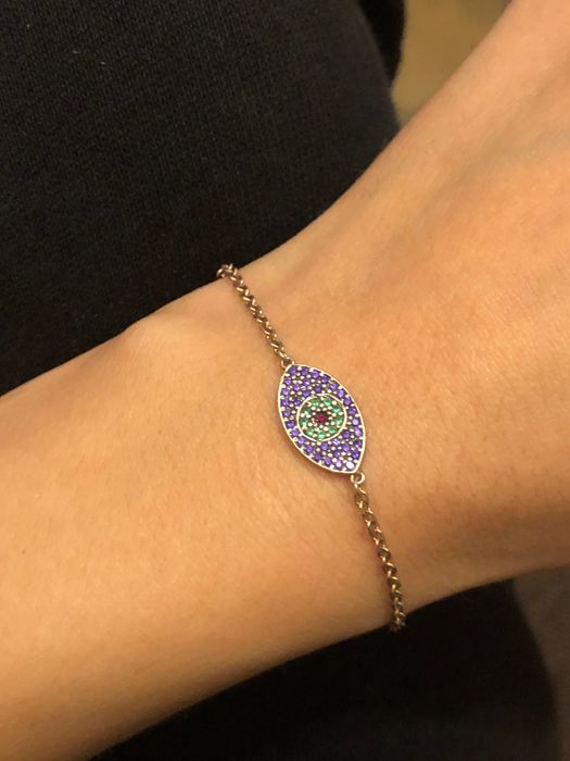 Сребърна гривна с розова позлата