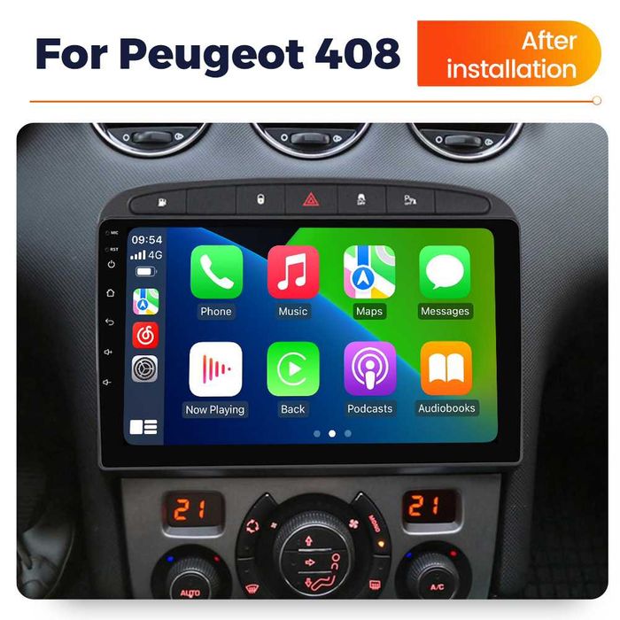 NAVIGATIE Android 14 Peugeot 308 2007 2013 1/8 Gb Waze CarPlay CAMERA