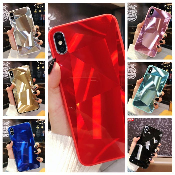 Husa tip oglinda cu model geometric 3D Prism iPhone X , XS, XR, XS Max