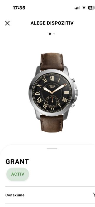 Fossil Grant Hybrid Smartwatch – curea piele maro, elegant și modern