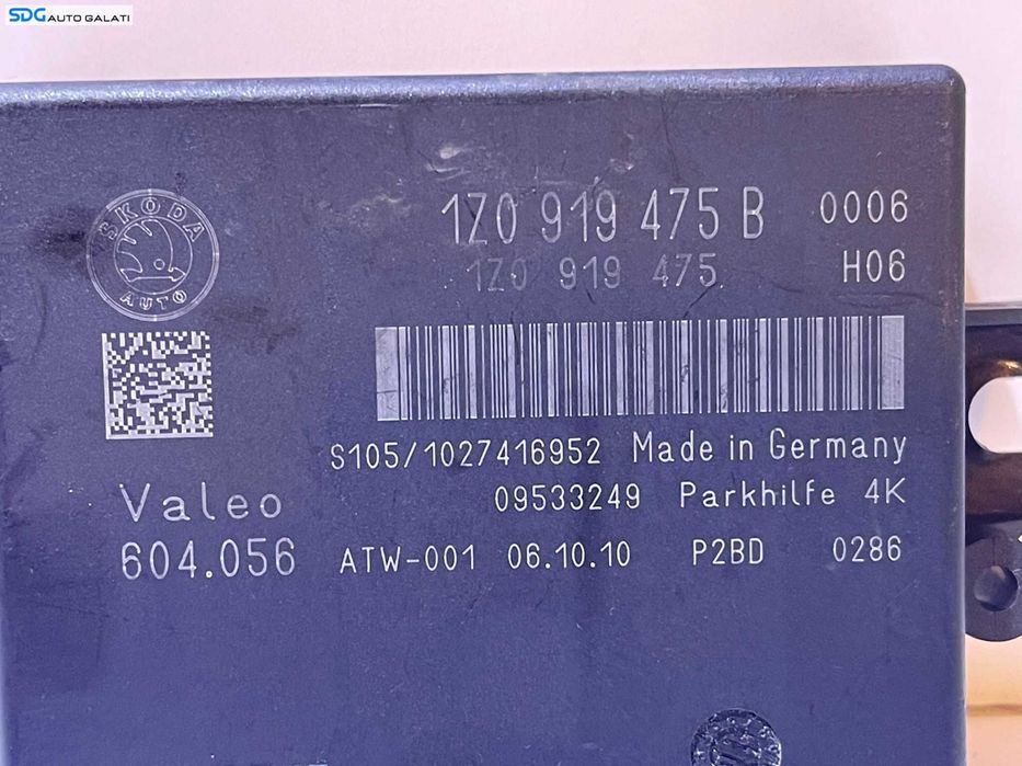 Unitate Modul Calculator Senzori Parcare PDC Parktronic Skoda Octavia 2 2008 - 2013 Cod 1Z0919475B 1Z0919475 [L3441]