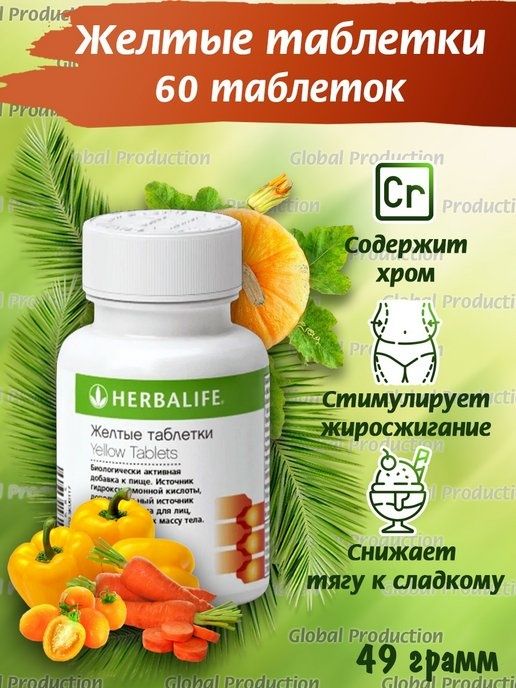 Жёлтый таблетки для снижения тяги к сладкому, в наличии
