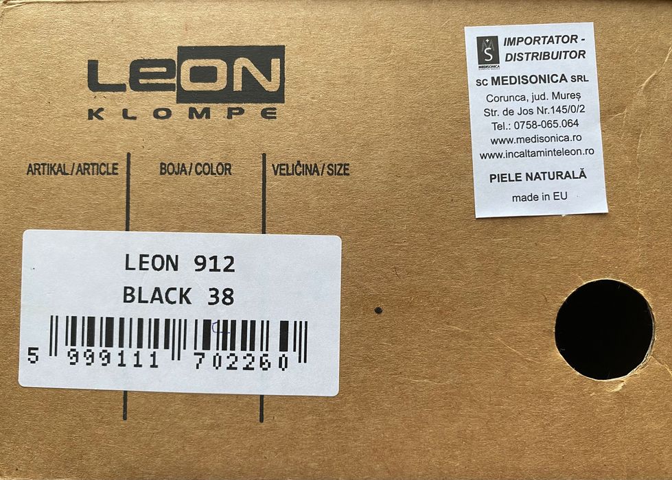 Saboti medicali, de dama, marca Leon, piele, negri, 38