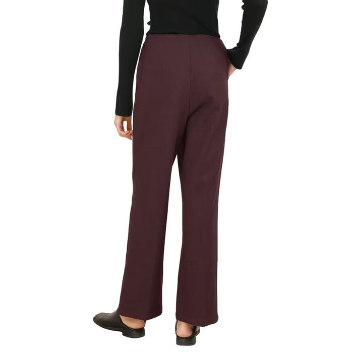 Дамски вълнени панталони висока талия широк крачол – Червен M