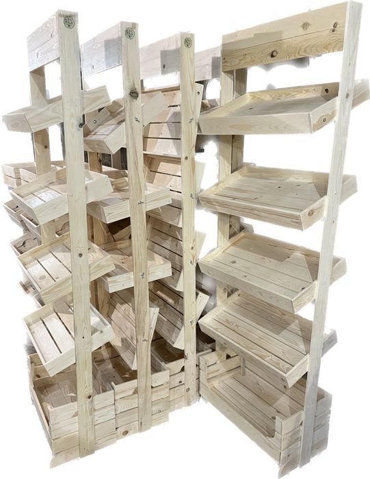 стъпаловидни стелажи за магазини и плод и зеленчук