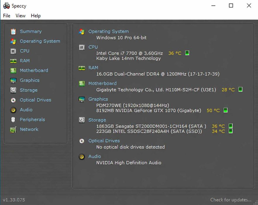 PC - Calculator GTX 1070 8GB - i7-7700 3.60GHz - 16GB RAM - 2TB HDD + 240GB SSD - Gaming/Profesional