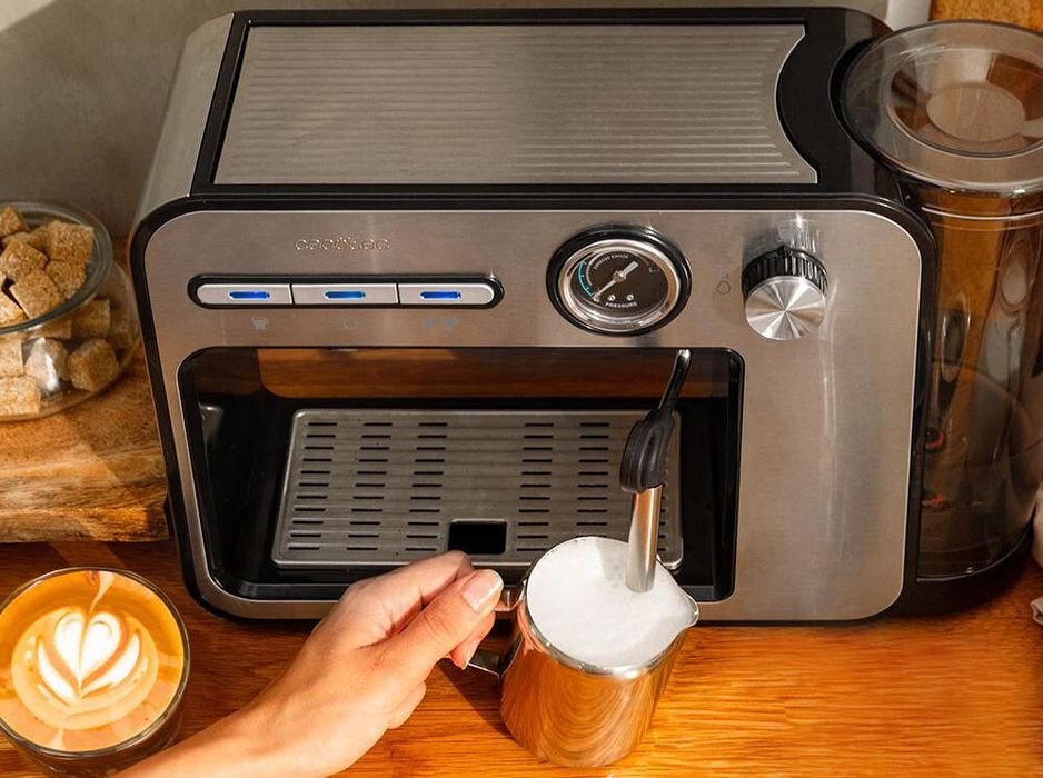 Кафемашина за еспресо - CECOTEC Power Espresso 20 Square Pro, 1450 W, 2 чаши, Сребриста