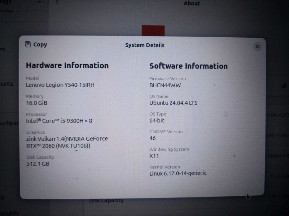 Vand Laptop Lenovo Y540