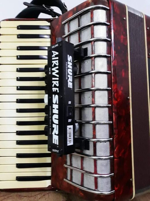 Microfoane ( doze ) pentru acordeon cu capsule SHURE Beta 58 si SM 58