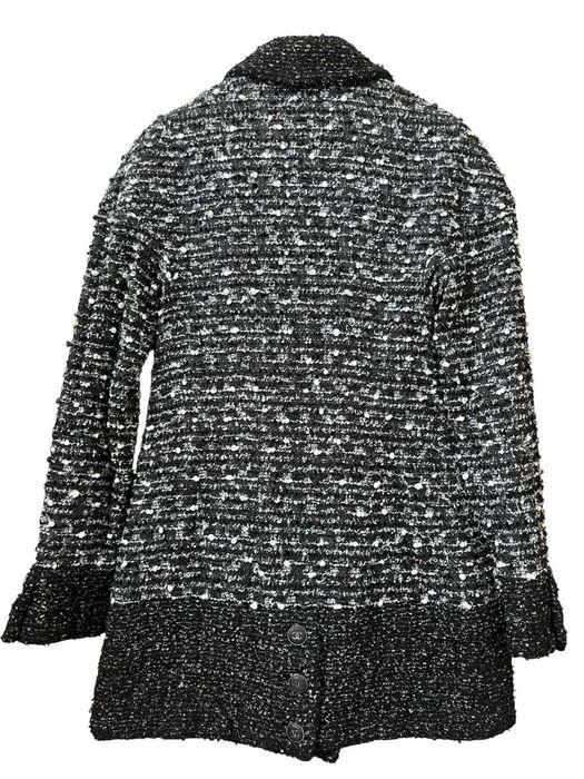 7k Chanel Black Gray Tweed CC Logo Buttons Jacket Coat Size 36-38