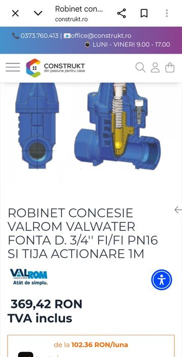 Robinet vană concesie