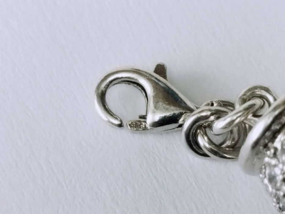 Vechi pandantiv charm din argint de 925 cu pietricele albe zirconiu