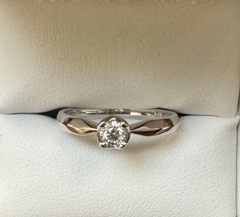 Inel logodna marimea 50 aur alb diamant natural