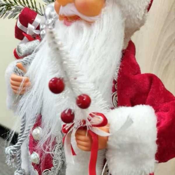 Голям Дядо Коледа с червено палто , торба и фенер, 70х25 см