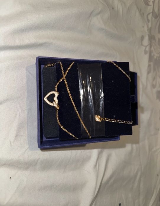 Colier Swarovski Lovely Inimă, Alb, Placat cu nuanță roz-aurie