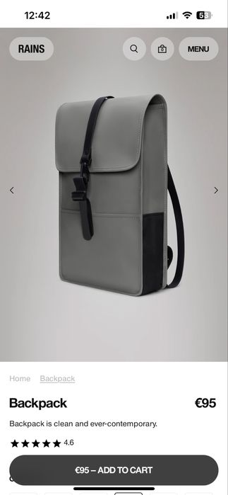 RAINS Backpack, раница Rains