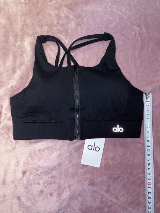 Bustiera S negru neagră Alo Yoga etichetă fermoar sport sală nou noua