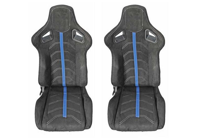 Спортни седалки за автомобил, велур, черни/син кант