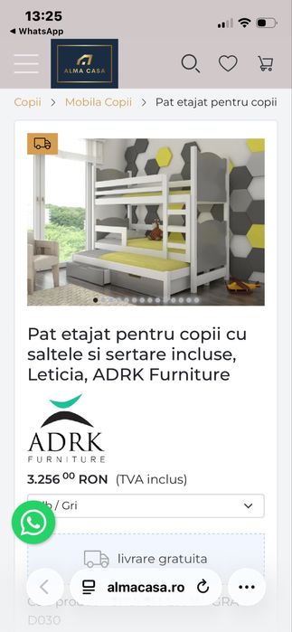 Pat pentru 3 persoane/copii