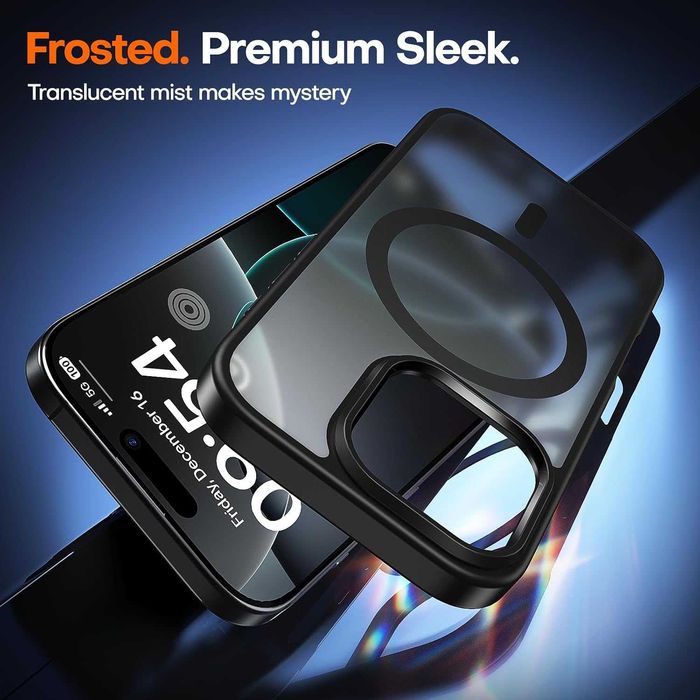Husa TAURI iPhone 16 Pro, compatibila MagSafe, Negru Mat, sticla 9H inclusa
