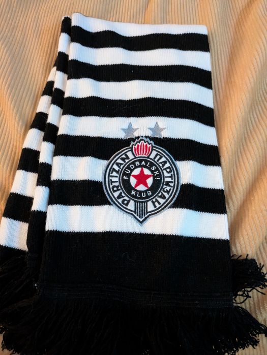 Fular Partizan Belgrad fular alb negru