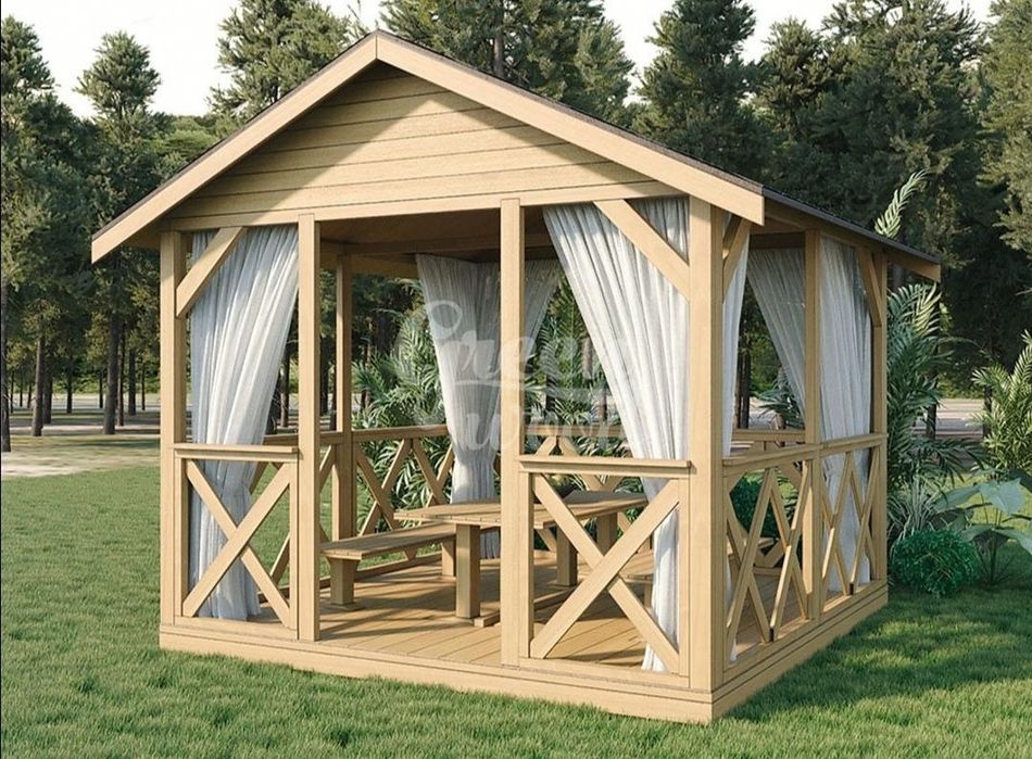 фото беседки двускатные