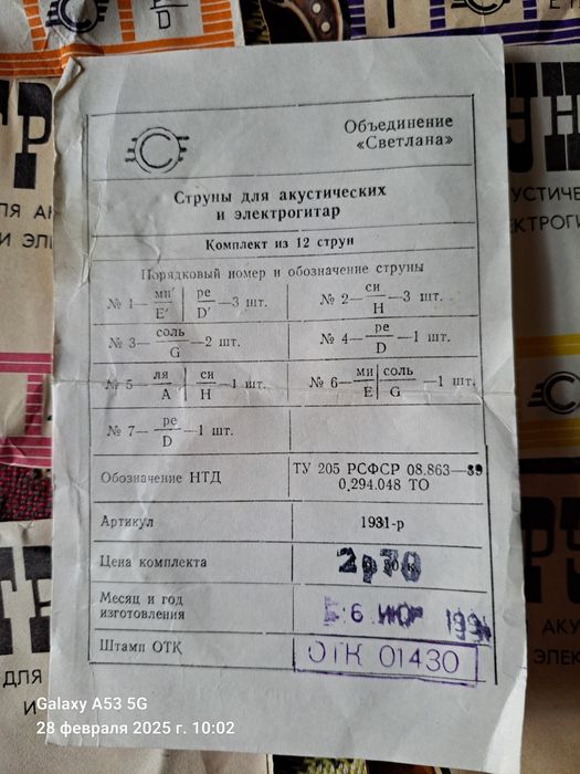 Струны для гитары