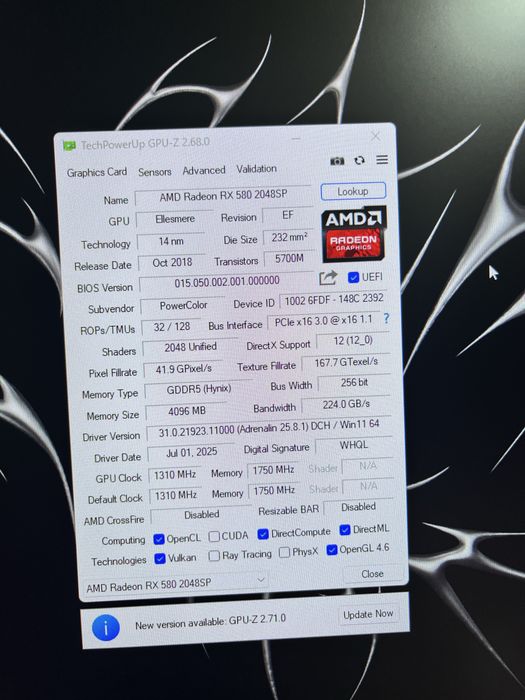 Видеокарта rx580 4gb