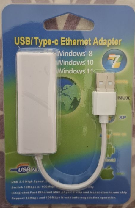 USB Переходник LAN, Ethernet адаптер сетевой, RJ45 Интернет 100 Мбит/с
