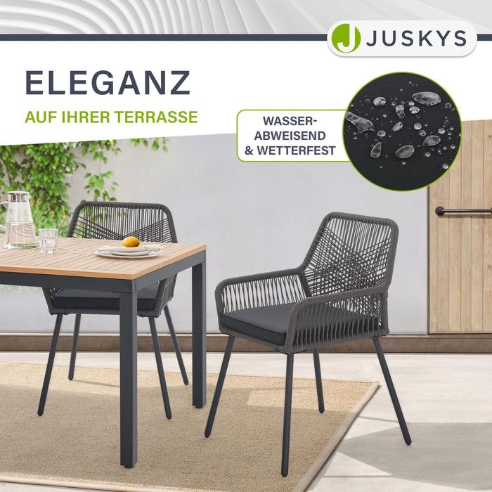 Set 2 Scaune de Grădină / Terasă Juskys Kastos (Design Boho cu perne incluse)