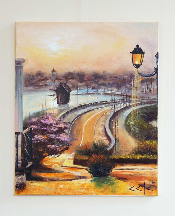 "Златен Несебър" Картина 60х50см, Маслена живопис с шпакла