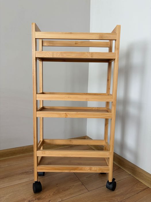 Количка на колела за кухня, баня или ниша - Бамбукова